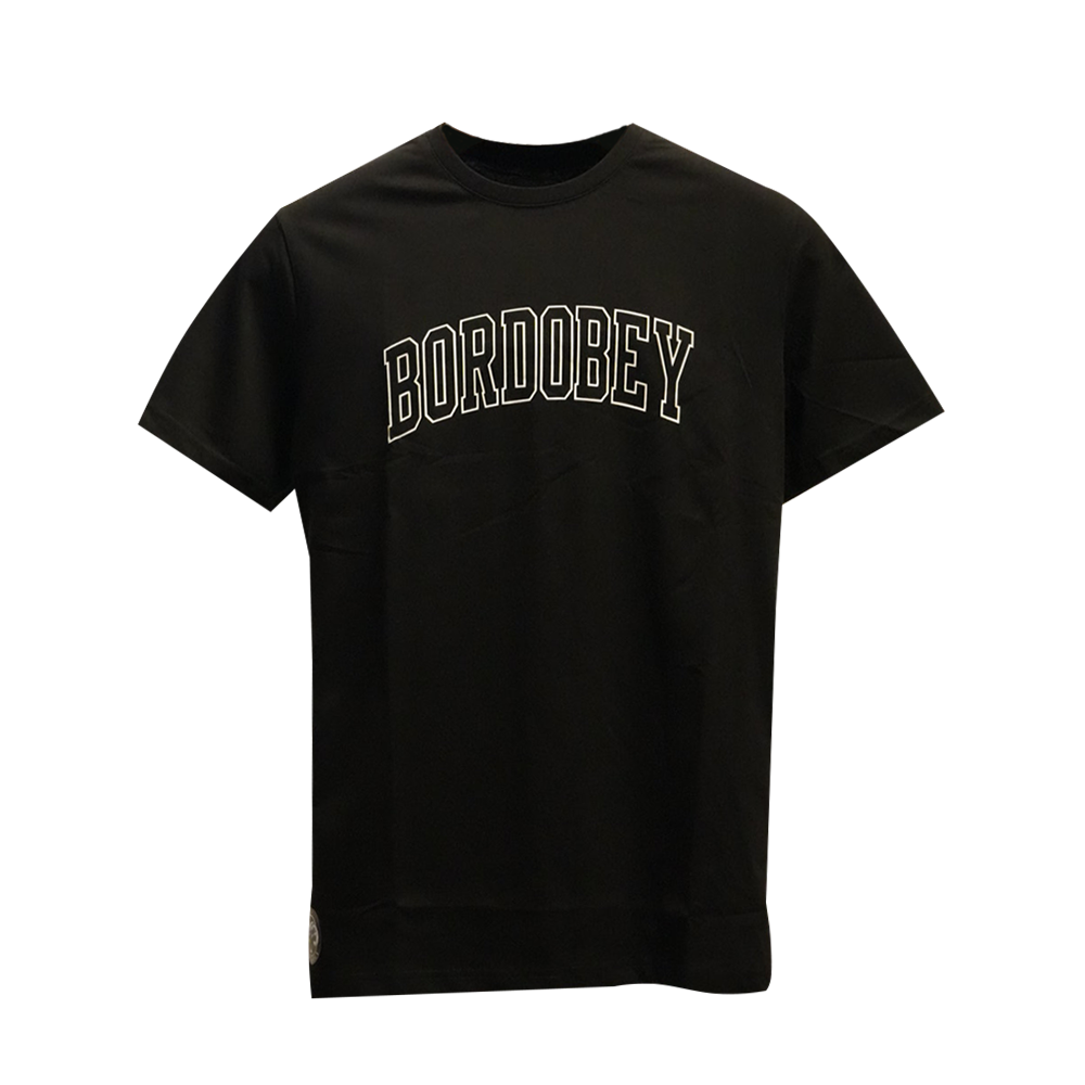 Bordo Bisiklet Yaka T-Shirt (Siyah)
